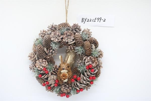 Buy cheap Wholesale Artificial Christmas Door Decoration Supplies Nature Pine Cone Large Christmas Wreath Garland Decor from wholesalers