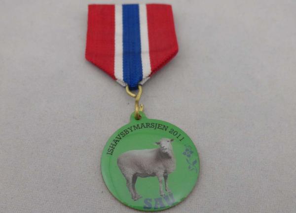 Buy cheap Custom Iron or Brass or Copper Souvenir Gift Medal, Offset Printing Ribbon Medal without Plating from wholesalers