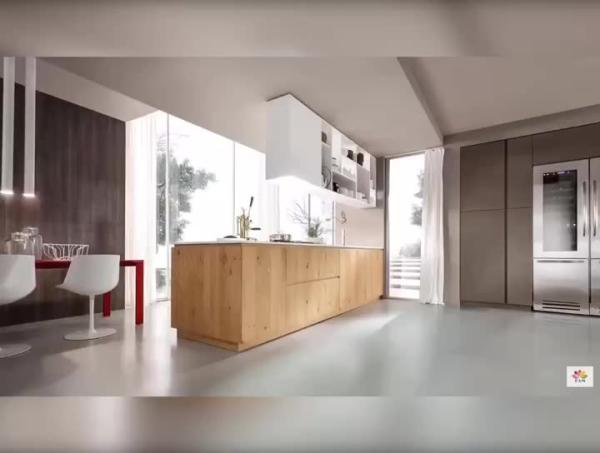 Buy cheap Wood kitchen cabinets set from Guangdong supplier modern cuisine complete design with quartz stone top and drawers from wholesalers