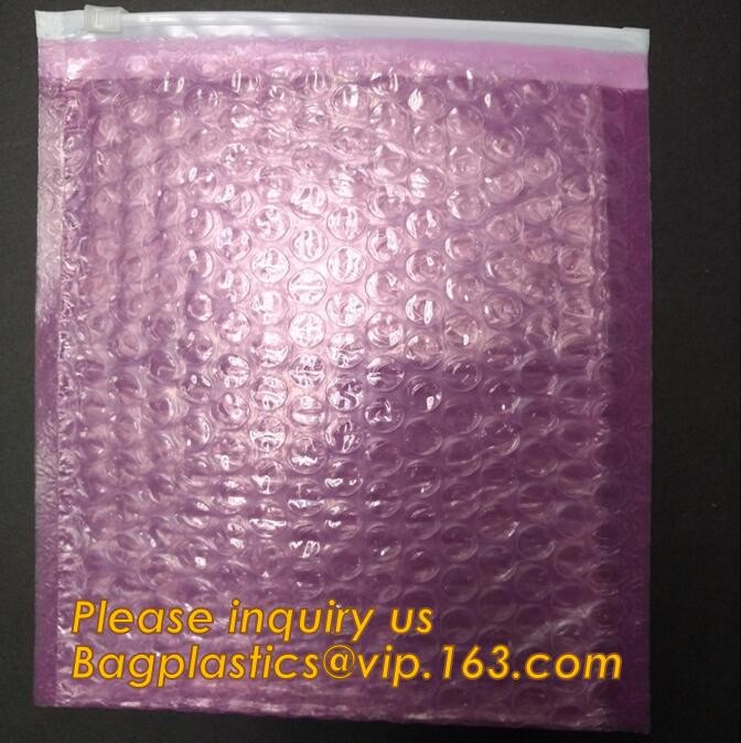 Cosmetic Pink Slider Padded Bag/Holographic k Bag With Bubble,Holographic Metallic Zipper Bubble Bag/Slider Padded
