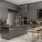 Custom Solid Wood Cupboard Cabinetry Set Luxury Kitchen Cabinets For Villa