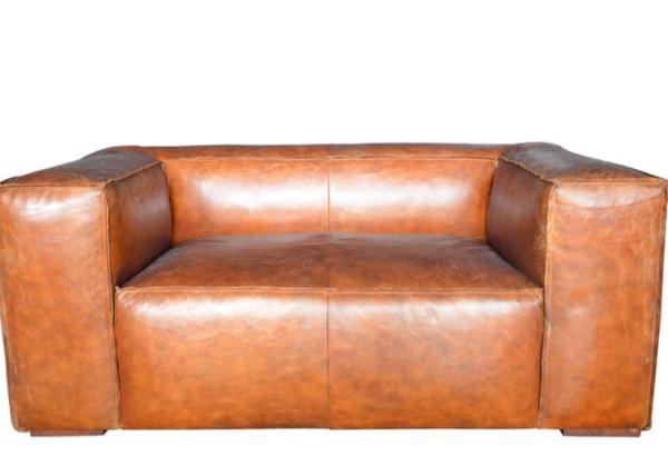 Buy cheap Relaxed SGS ISO Real Tan Leather Sofa Set Broad Arms Structured Cushions from wholesalers