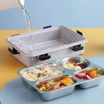 Metal Bento Lunch Box 4 Compartment 304 Stainless Steel Sealed Insulation 1130ml