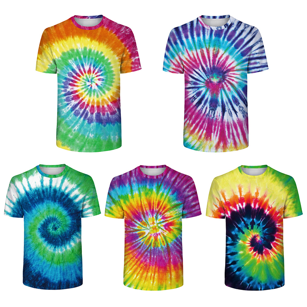 Short Sleeve Cotton Plus Size Ladies Shirts Quick Dry Fitness Tie And Dye