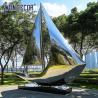 Buy cheap Ocean themed art decoration sculpture mirror stainless steel sailboat sculpture from wholesalers