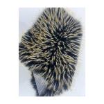 Soft and Luxurious High Pile Faux Fur Collar in Black with Orange Yellow Tip Dye