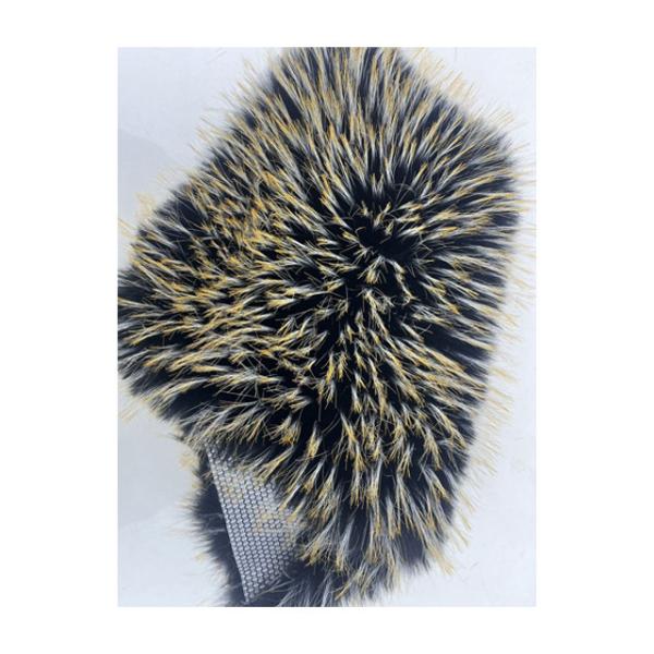 Buy cheap Soft and Luxurious High Pile Faux Fur Collar in Black with Orange Yellow Tip Dye from wholesalers