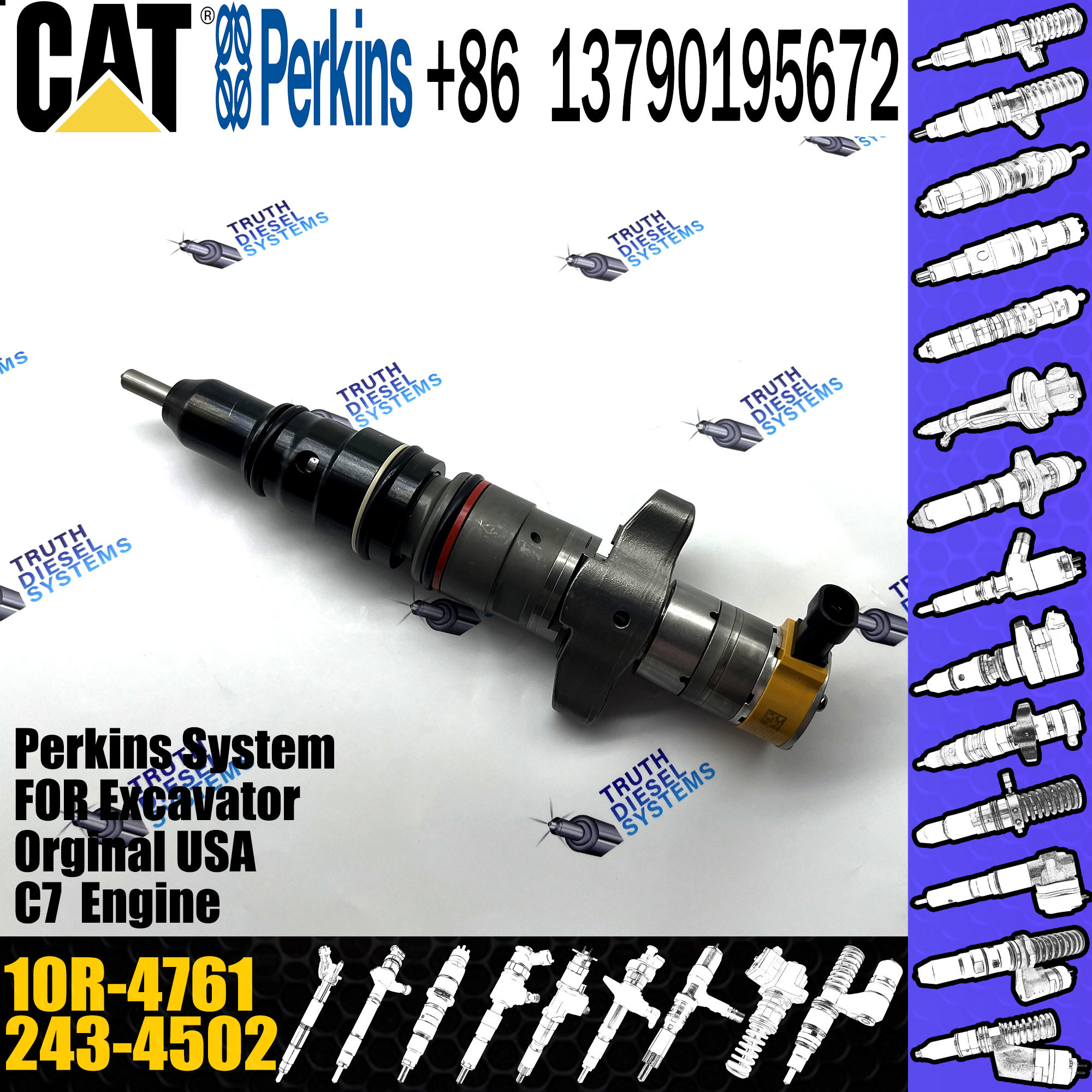 Factory Supply C7 diesel fuel engine injector 243-4502 10R-4761 for cat excavator