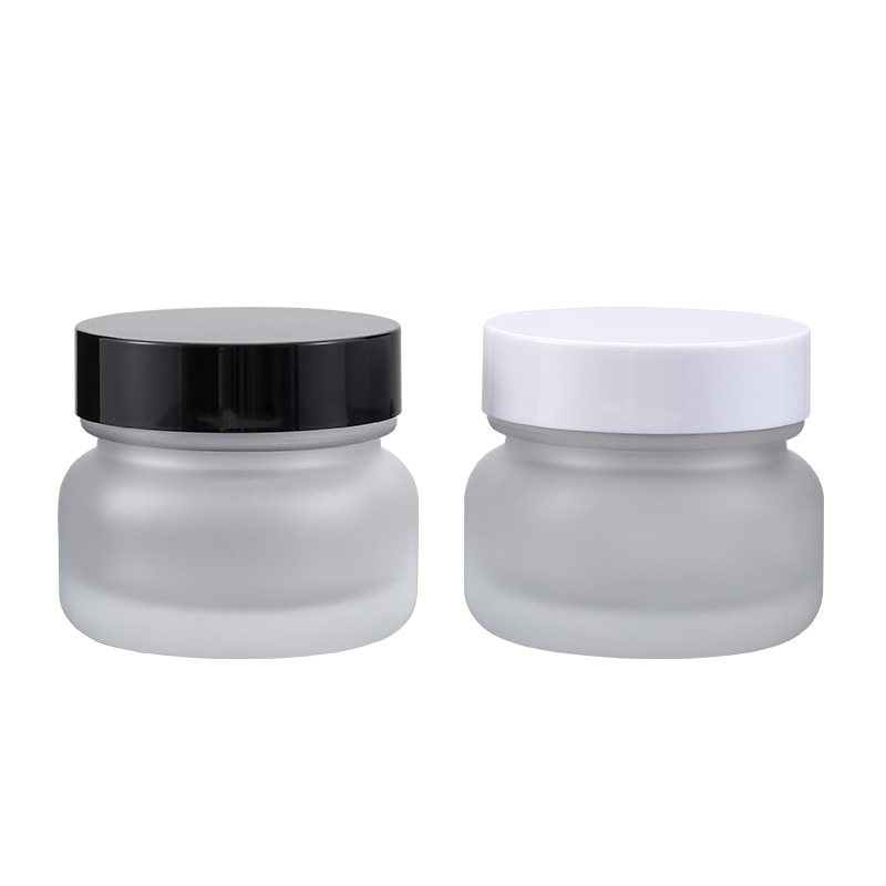 15g 30g 50g 100g Frosted Clear Glass Cream Jar with Gold Silver Screw Lid Customized Logo and Frosted Glass Base Material