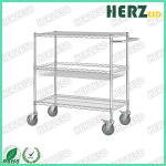 Height 1500mm ESD Storage Shelves / Handle Carts Three Layers Each Castor