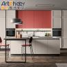Buy cheap Modern Stylish Pink Kitchen Cabinets with ENF Panel and Small Island Table Imported from wholesalers
