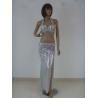 Buy cheap Noble Silver Halter Bikini Top Flowers Pattern Skirt Belly Dancer Costume For Womens from wholesalers