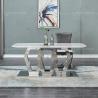 Buy cheap Geometric Form 12mm Metal Frame Glass Top Dining Table 200cm Glass Dining Table from wholesalers