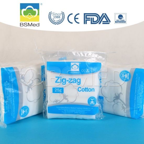 Soft Comfortable Absorbent Zigzag Cotton Wool Pad Medical Zigzag Cotton Roll