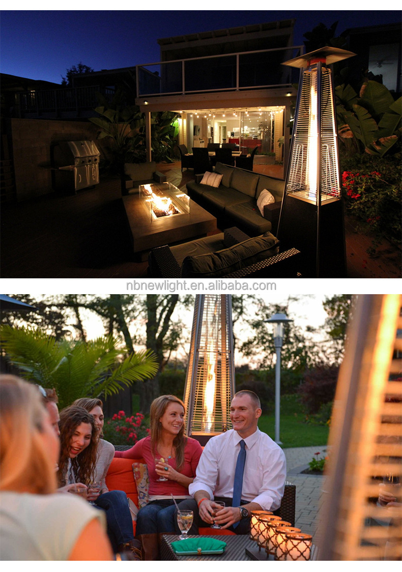 Style Glass Tube Outdoor Gas Heater with Stainless Steel Construction and Propane Fuel