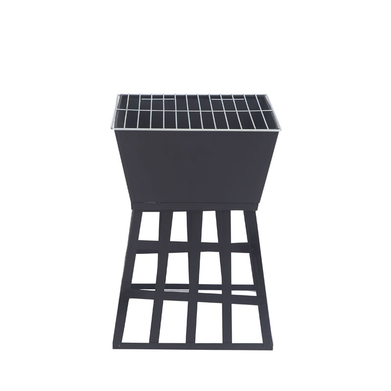 Modern Fire Pit Wood Furnace Fireplace for Bonfires and BBQs in Black Outdoor Setting