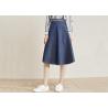 Buy cheap Indigo Denim Ladies Skirt Dress Beltd High Waist Knee Length Skirt Wide Hem from wholesalers
