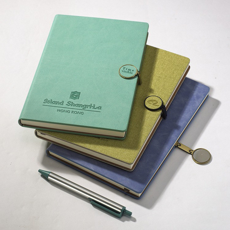 128gsm Matt Art Paper Interior Custom Luxury PU Leather Embossing Notebooks for CMYK Offset Printing