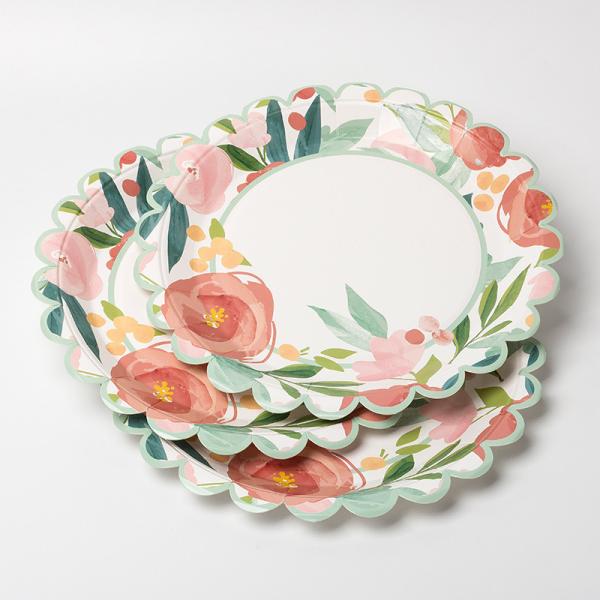 Buy cheap Disposable Flower Round Paper Plate Valentine Day Party Supplies Tableware Food Grade from wholesalers