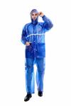 Breathable Rain Coat Hi Vis Heavy Duty PVC Rain Suit Reflective Blue