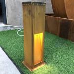 Metal Garden Lights 2mm Corten Steel Light Box IP65 Bollard Landscape Lights