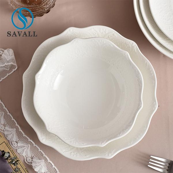 Buy cheap Round Solid Farmhouse Porcelain Restaurant Plates OEM Porcelain Salad Plates from wholesalers