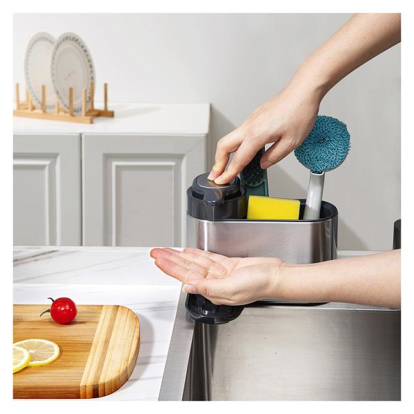 Buy cheap Stainless Steel Kitchen Sink Organiser Rack With Fluid Pump And Sponge Holder from wholesalers
