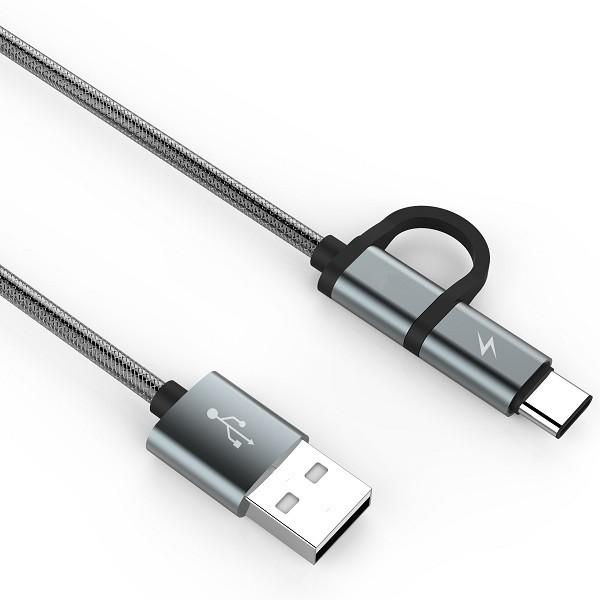 Buy cheap 2 In 1 2m 6ft Aluminum Nylon Braided USB Multi Charging Cable from wholesalers