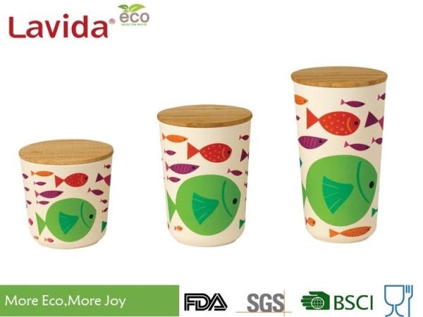 Multipurpose Bamboo Fiber Round Storage Boxes Non - Toxic Tasteless Phthalate