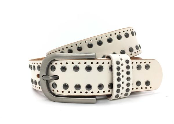Buy cheap White 2 Row Womens Studded Wide Leather Belt 1-1/4 Inch Width from wholesalers