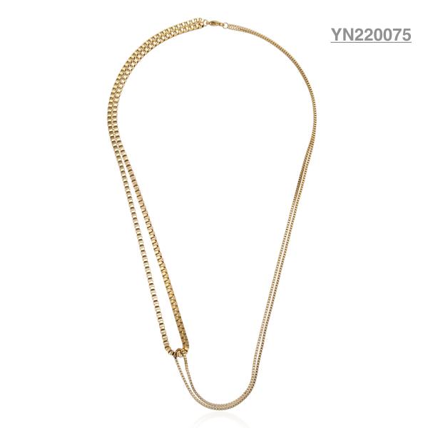Buy cheap Unique 18k Gold Plated Jewelry Nice Simple Splicing Double Chain Necklace from wholesalers