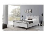 Professional Factory King Size Grey Crush Velvet Fabric Bed With Crystal Buttons
