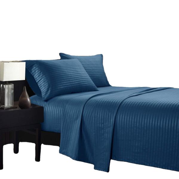Buy cheap Satin Stripe 90GSM Microfiber Extra Soft Luxury Bed Sheets Set 3pcs 4pcs Navy Deep Pocket from wholesalers