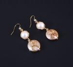 New Baroque Pearl Stud Earrings For Women Hand made Metallic Twist Braided