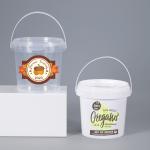 Food Grade PP Beverage Fruit Milk Tea Plastic Bucket Container with Lids and