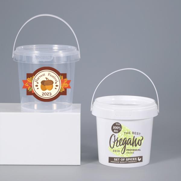 Food Grade PP Beverage Fruit Milk Tea Plastic Bucket Container with Lids and