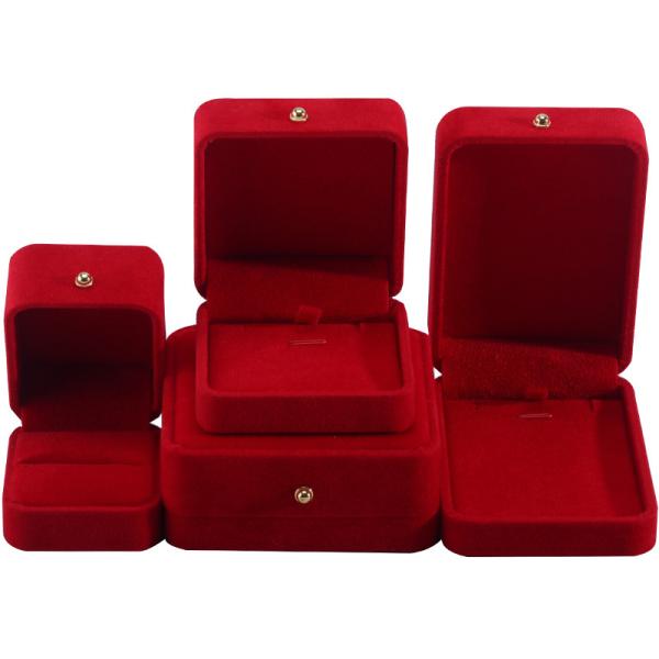 Red Velvet Jewelry Packaging Box for Necklace Bracelet Stud Earrings Ring Custom