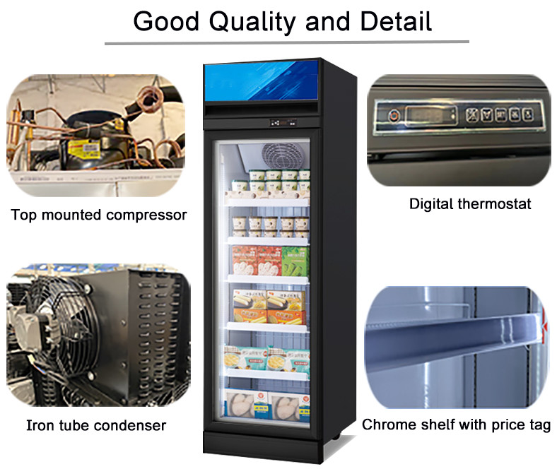 Commercial Beverage Refrigerator Single Door 450L Vertical Display Fridge Chiller