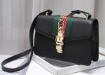Leather Single Shoulder Bag With Lock Buckle , Slanting Bow Tie Striped Satin