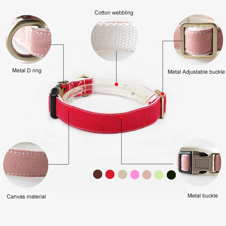 Adjustable Canvas Cotton Decorative Pet Dog Collars And Leashes Plaid