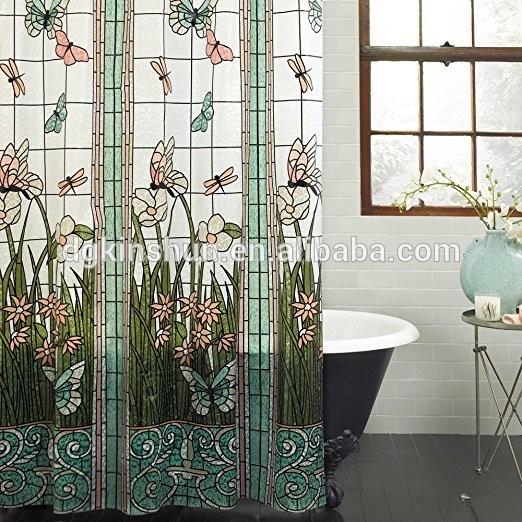 Buy cheap PEVA Meadow Shower curtain Bath Decor Butterfly Flower curtain bath from wholesalers