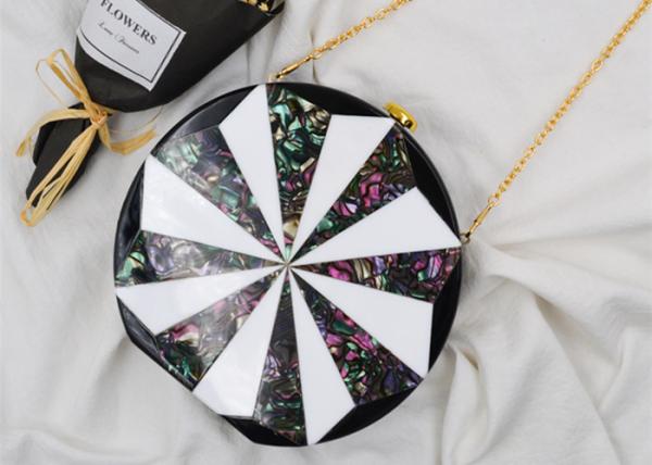 Buy cheap Round Box Shaped Black And Gold Clutch Bag With Windmill Design from wholesalers