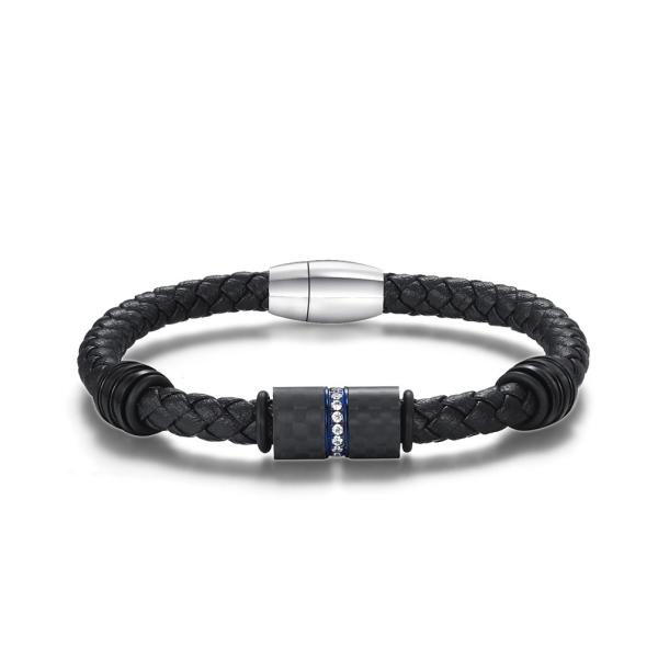 Buy cheap Luxury PU Leather Stainless Steel Bracelet Magnetic Buckle Woven Braided Wrap Bracelets from wholesalers