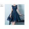 Buy cheap Navy Blue Lace Short Length Prom Dresses Knee Length Sleeveless And Beading from wholesalers