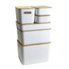 Buy cheap Countertop PP Plastic Storage Organizer With Bamboo Lid For Kitchen from wholesalers