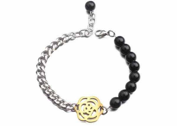 Buy cheap String pearl bracelet women's hollowed out rose small accessories fashion black agate beaded necklace Yiwu wholesale from wholesalers