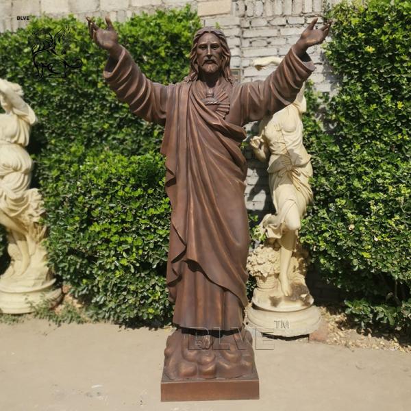 BLVE Bronze Jesus Statue Life Size Religious Western Copper Sculpture Figure