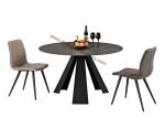 Buy cheap Round Stone Look Dining Table , Tempered Glass Dining Table Heavy Duty Steel Leg from wholesalers