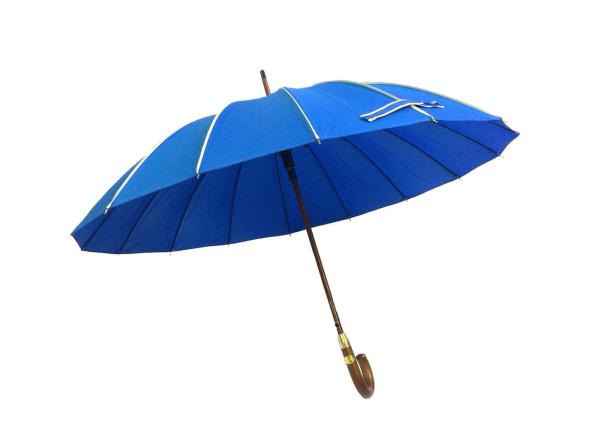 Buy cheap Wind Resistant J Shape Blue Golf Umbrella , Raines Umbrella Wooden Handle from wholesalers
