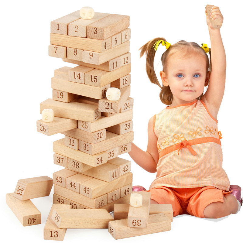 Digital 51PCS Log Building Blocks Dominos Jenga Blocks